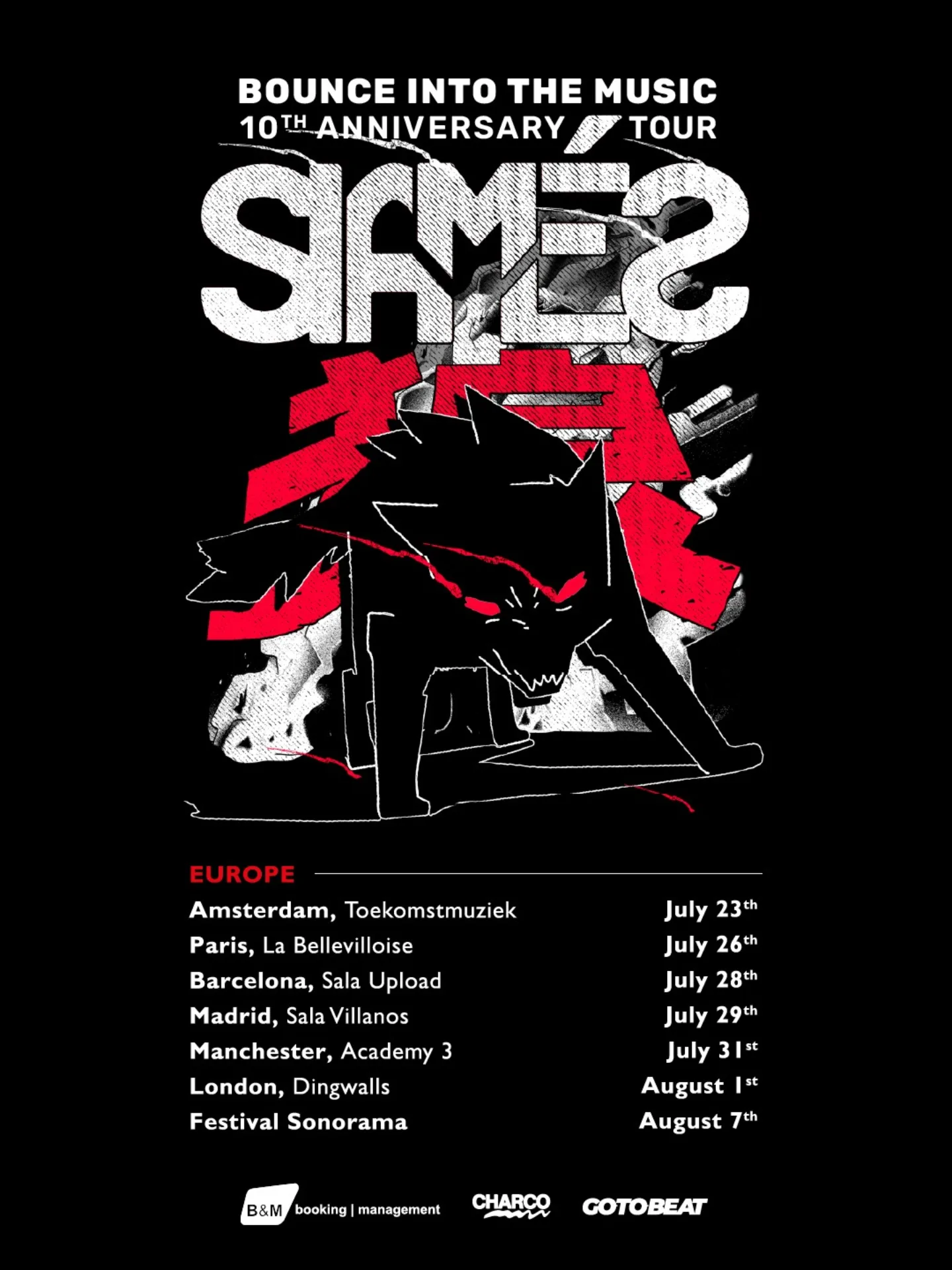SIAMÉS BOUNCE INTO THE MUSIC 10th Anniversary Tour Poster 2026